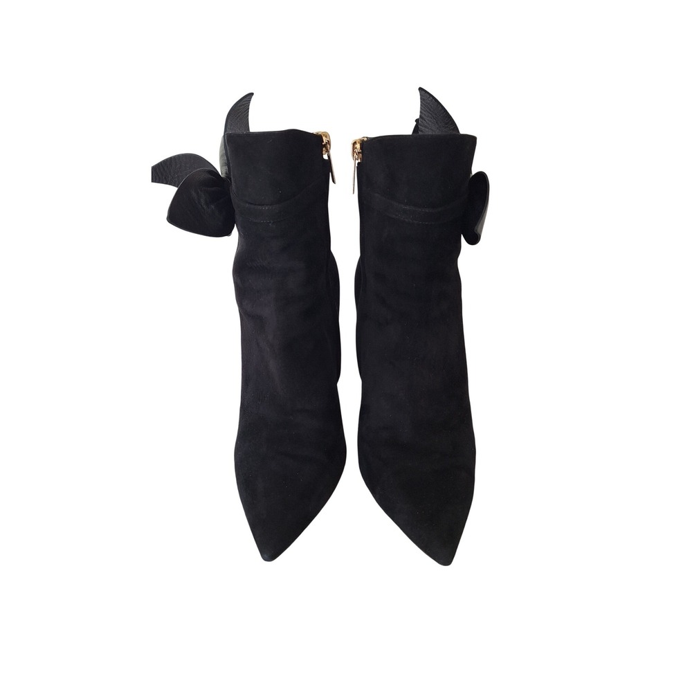 Jimmy Choo Kassidy bow ankle‎ boots black suede size 39.5